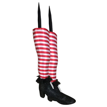 1 Пара ножек Злой ведьмы на Хэллоуин, перевернутые ножки волшебника с орнаментом для ботинок, украшение для переднего двора