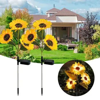 1-Солнечные фонари Sunflower Садовые наружные солнечные светодиодные фонари Водонепроницаемая светодиодная солнечная лампа для украшения сада, газонной дорожки