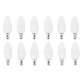 12шт светодиодных ламп, лампочки для свечей, Подсвечники 2700K AC220-240V E14 470LM 3W Холодный белый