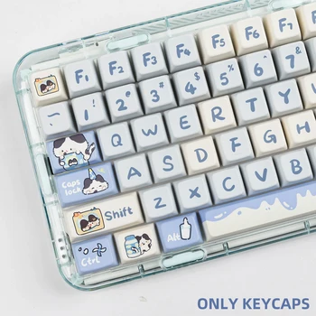 140 Клавиш MDA Profile Keycaps Blue Milk Cat Theme PBT Heat Dye Сублимационные Колпачки для Клавиш для Механической Клавиатуры 61/68/87/96/104/108