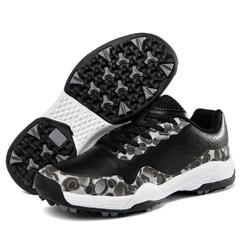 2023 Летние женские туфли для гольфа, мужские нескользящие кроссовки для гольфа, Дышащая спортивная обувь для тренировок по гольфу, черные шипы, обувь для гольфа
