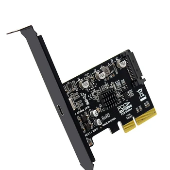 2X USB PCIE карта Type C PCI-Express 4X к USB 3.2 Gen 2X2 (20 Гбит/с) Чипсет ASM3242 для Windows 8/10/Linux