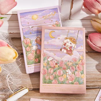 30 шт. / компл. Открытка серии Tulip Dream с креативным рисунком Кролика и цветка, открытки с поздравительными сообщениями, Канцелярские принадлежности