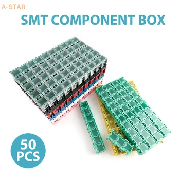 50 шт./компл. Контейнер для электронных компонентов SMD SMT, Мини-ящики для хранения, настольный органайзер