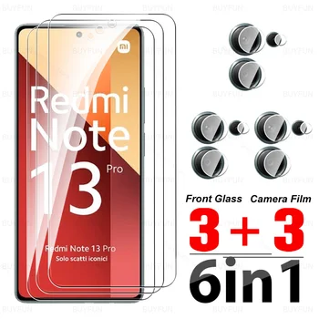 6в1 HD Стеклянный Чехол Для Xiaomi Redmi Note 13 Pro 4G Из Закаленного Стекла Redmy Note13 13Pro Note13Pro 5G Защита Экрана Камеры
