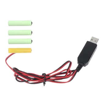 DXAB Адаптер AAA USB Кабель питания Шнур Замените 4 батарейки 1,5 В LR03 AAA для светодиодных фонарей с дистанционным управлением