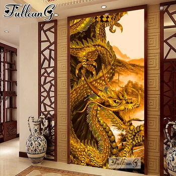 FULLCANG diy крупноразмерная 5d алмазная живопись Древнекитайский дракон мозаичная вышивка картина культурных верований домашний декор FG1456
