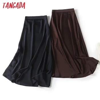 Tangada 2023 Женская винтажная атласная юбка Миди, женские шикарные длинные юбки 4C410