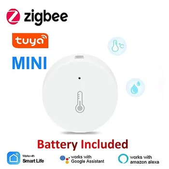 Tuya Smart Zigbee Мини-Датчик Температуры И Влажности, Внутренний Термометр, Монитор Для Домашней Работы С Alexa Google Home Assistant
