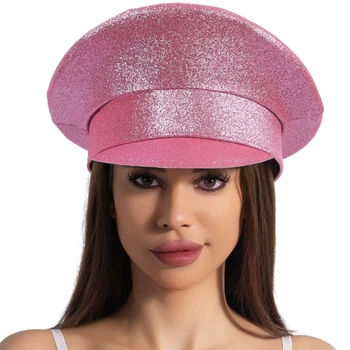 Y166, военная шляпа с розовыми блестками для взрослых, мужская клетчатая кепка, женская шляпа для фотосъемки, походная темно-синяя шляпа