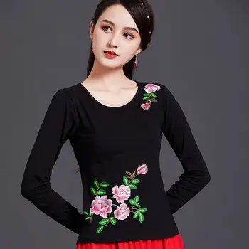 Азиатский стиль шинуазри традиционная китайская одежда с вышивкой, вышитые рубашки, женские блузки для женщин, платье-рубашка, женский топ