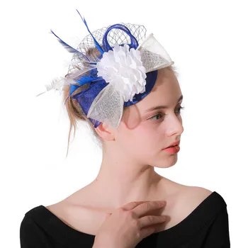 Великолепная Свадебная шляпа Fascinators С заколками для волос, Элегантные женские головные уборы, Королевский Цветочный головной убор, аксессуары для волос из перьев