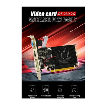 Видеокарта R5 230 2GB GDDR3, совместимая с видеокартой DVI-D VGA, 1 шт., черная