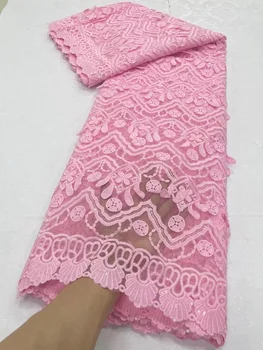 Горячая Распродажа Кружевных тканей с пайетками в Нигерийском стиле 2023, Розовое Высококачественное Тюлевое Кружево, Африканская Кружевная Ткань для шитья платьев
