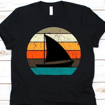 Дизайн футболки с парусом в стиле ретро для мужчин и женщин, любителей водного спорта на лодках