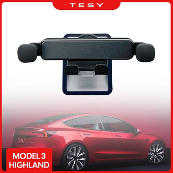 Для Tesla New Model 3 Hhighalnd 2024 Автомобильный Держатель Для Мобильного Телефона Деревянная Гравитационная Опора Монтажный Кронштейн Вентиляционный Зажим Защелкивающийся Выпуск Воздуха