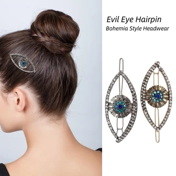 Заколки для волос Turkey Blue Evil Eye, женские винтажные заколки со стразами, заколки для челки, головные уборы для девочек, аксессуары для волос в богемном стиле