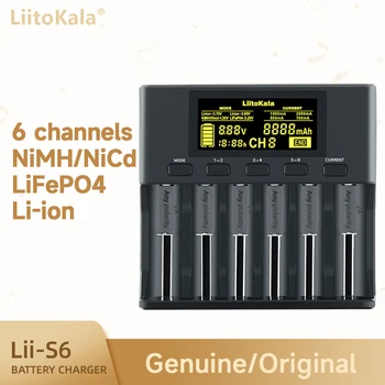 Зарядное устройство LiitoKala Lii-S6 18650 с 6 слотами для автоматического Определения Полярности Для 26650 21700 14500 10440 16340 18490 1.2V 3.7V аккумулятор