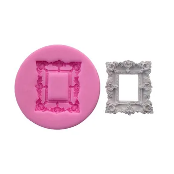 Зеркальная рамка квадратной формы, 3D силиконовая форма для выпечки, формы для шоколада, инструменты для украшения торта T0705