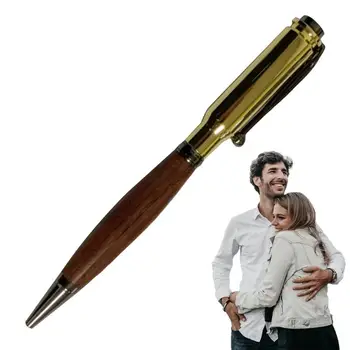 Карманная шариковая ручка, карманная металлическая ручка для мужчин с боковым зажимом, деревянная шариковая ручка, выдвижная ручка-пуля, подарок коллеге в школу