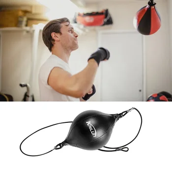 Качественная боксерская груша из искусственной кожи Груша для бокса Надувной боксерский скоростной мешок Двойные тренировочные рефлекторные скоростные мячи