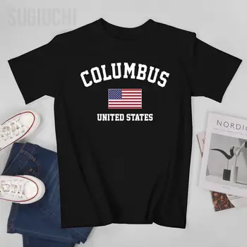 Колумбус США, Город Соединенных Штатов, Мужские футболки, футболки с круглым вырезом, Футболки, Женская одежда для мальчиков, 100% Хлопок