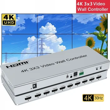 Контроллер Видеостены 4K 3x3 HDMI TV Сращивающая Коробка С 1 Входом 9 Выходами Процессорный Экран HDMI TV Сшивающий Процессор с RS232