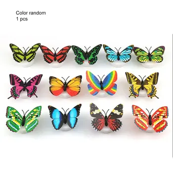 Креативный милый 3D Бабочка светодиодный ночник, меняющий цвет, Домашний Стол, Настенный декор для спальни, Случайный цвет