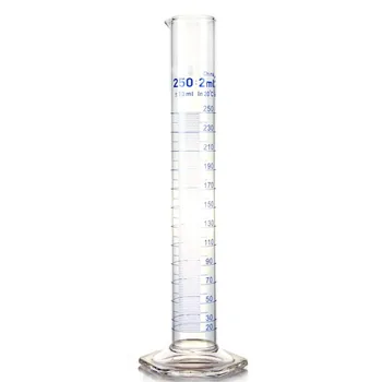 Мерный цилиндр объемом 250 мл с носиком и градуировкой со стеклянным основанием Heagon Лабораторное Химическое оборудование