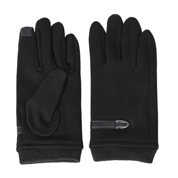 Мужские зимние перчатки с сенсорным экраном Осенние на полный палец Черные Серые Теплые Ветрозащитные рукавицы с трикотажной манжетой Для вождения на велосипеде