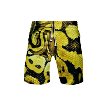 Мужские шорты со змеиной кожей 3D, плавки, летние быстросохнущие спортивные шорты, мужские короткие штаны, пляжные штаны, костюм для косплея
