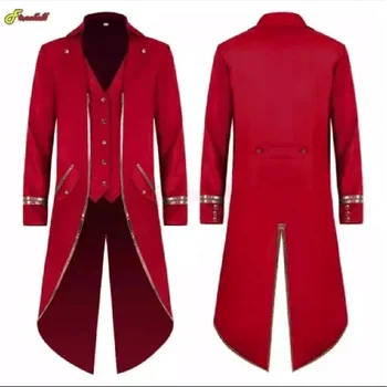 Мужской костюм-смокинг, комплект из трех предметов, новый красный высококачественный удлиненный комплект одежды для красивых джентльменов