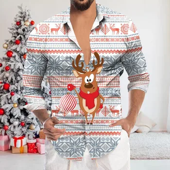 Мужской Рождественский пуловер с цифровым 3D-принтом, футболка с коротким рукавом, топ с коротким рукавом, облегающий силуэт
