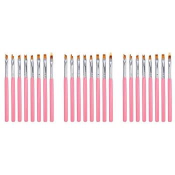 Набор цветных ручек 24шт, Розовая ручка-лепесток, кисточка для ногтей, Короткая кисточка для ногтей