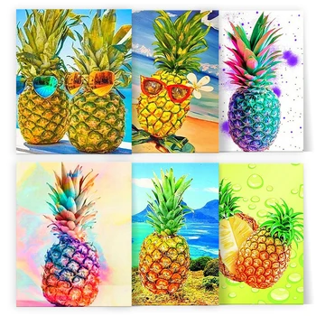 Наборы для рисования по номерам для взрослых Блестящие и крутые фрукты ананас в абстрактном стиле для подарка своими руками
