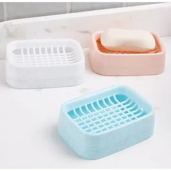 Новая Мода Удобный слив для ванной Комнаты Двойная мыльница Креативная Пластиковая Дорожная подставка для туалетного мыла ручной работы