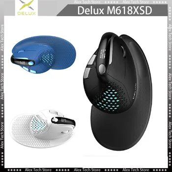 Новая Эргономичная Вертикальная Мышь Delux M618XSD с OLED-экраном USB Беспроводная Перезаряжаемая Мышь со Съемной Задней крышкой 1000 мА 1000 Гц