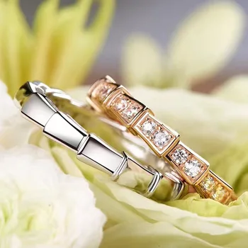 Новые изящные кольца из змеиной кости для женщин, роскошные кольца из серебра 925 пробы и розового золота, женские свадебные Обручальные кольца для новобрачных
