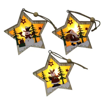Осветительный орнамент Рождественские подвесные декоративные украшения Деревянные украшения