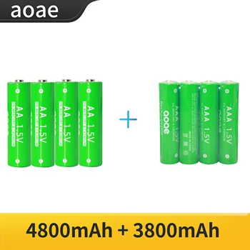 Перезаряжаемые щелочные батареи AAA и AA, AAA 3800 мАч, AA 4800 мАч, 1,5 В, зарядное устройство, подходит для дистанционного управления бесплатная доставка