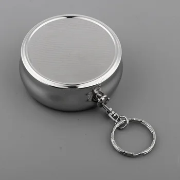 Портативный круглый карманный брелок из нержавеющей стали с зеркалом