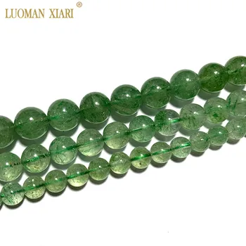 Прекрасный AAA 100% Натуральный Редкий зеленый клубничный кристалл Круглые бусины из драгоценных камней для изготовления ювелирных изделий DIY Браслет Ожерелье 6/8/10 мм