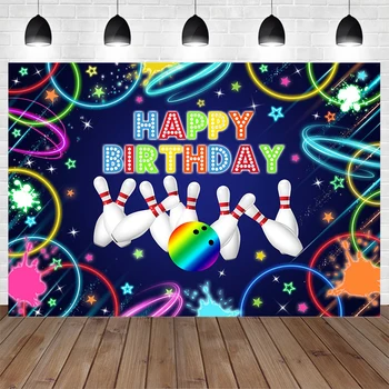 Реквизит для дня рождения, плакат с шаром для боулинга, цветные граффити, декоративный фон для фотосъемки, наборы для торта для душа для мальчиков и девочек