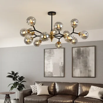 Роскошная светодиодная люстра в скандинавском стиле, современные подвесные светильники со стеклянным шаром для столовой, кухни, гостиной, спальни, внутреннего светильника