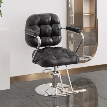 Роскошное Кожаное Салонное Кресло Iron Beauty Barber Поворотное Парикмахерское Кресло Hidraulic Leg Cadeira De Barbeiro Мебель