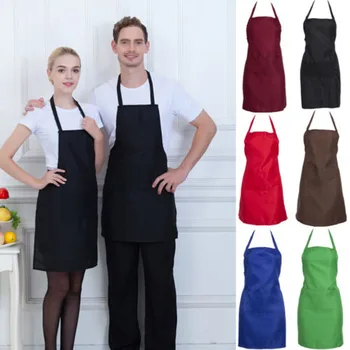 Совершенно новый стиль, мужская женская кухня, ресторан, однотонный фартук шеф-повара, регулируемый нагрудник, платье с карманом, рабочий фартук