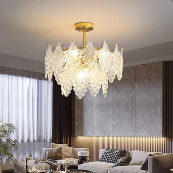 Современные стеклянные люстры в виде листьев-капелек Подвесное освещение для гостиной, столовой, украшения для дома, подвесные светильники.