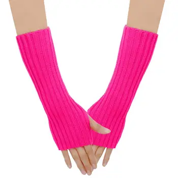 Толстые перчатки с длинными рукавами, вязаные эластичные противоскользящие унисекс, удлиненные рукава для велоспорта, грелка для рук