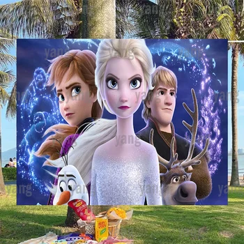 Фон для девочек Disney Frozen Elsa Anna На заказ, красивая вечеринка по Случаю Дня рождения принцессы, мультфильм Олаф, украшение для фотосъемки