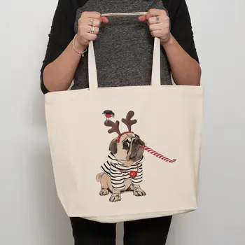 Холщовая сумка для собак, анатомия мопса, холщовая сумка для покупок, женские сумки, классическая винтажная сумка через плечо, сумки для учителей, подарки